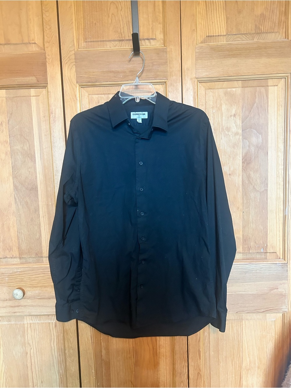 Express Men’s Black Long-Sleeve Button-Up Dress Shirt